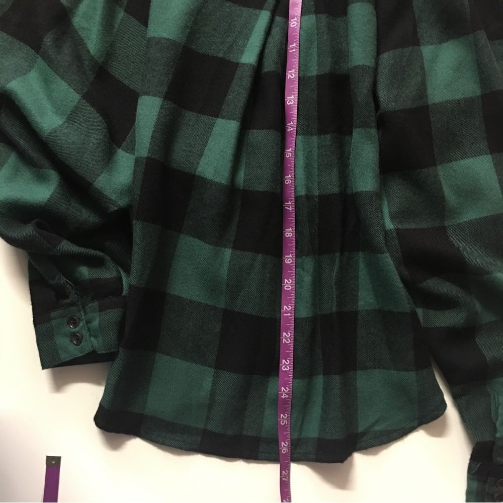 Urban Outfitters BDG Hunter Green/Black Plaid Tie Front Flannel Shirt Size M NWT - Picture 7 of 9